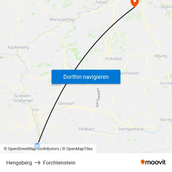 Hengsberg to Forchtenstein map