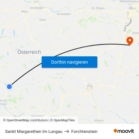 Sankt Margarethen Im Lungau to Forchtenstein map