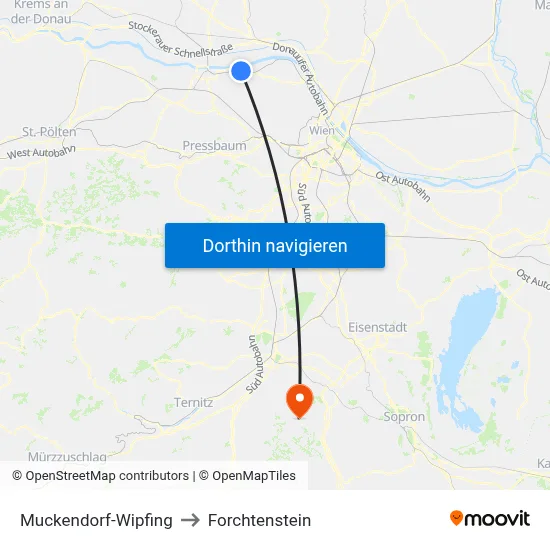 Muckendorf-Wipfing to Forchtenstein map