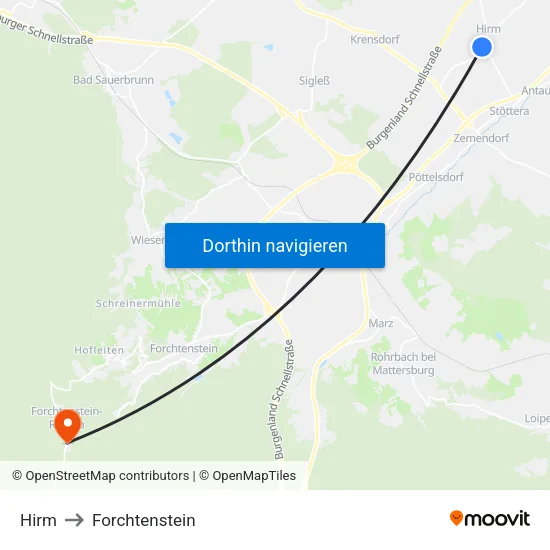 Hirm to Forchtenstein map