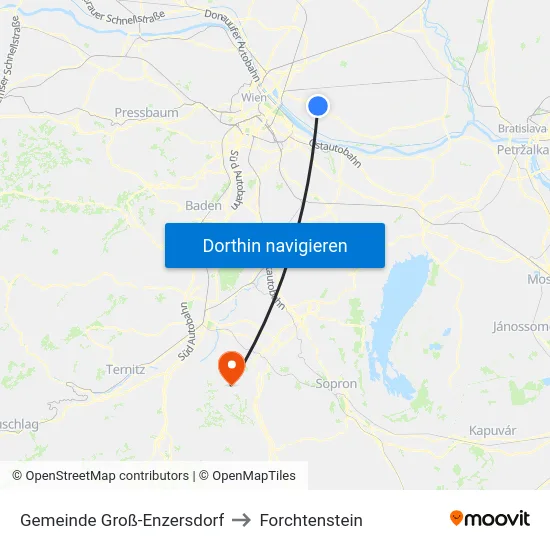 Gemeinde Groß-Enzersdorf to Forchtenstein map