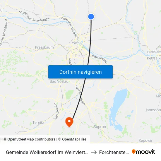 Gemeinde Wolkersdorf Im Weinviertel to Forchtenstein map