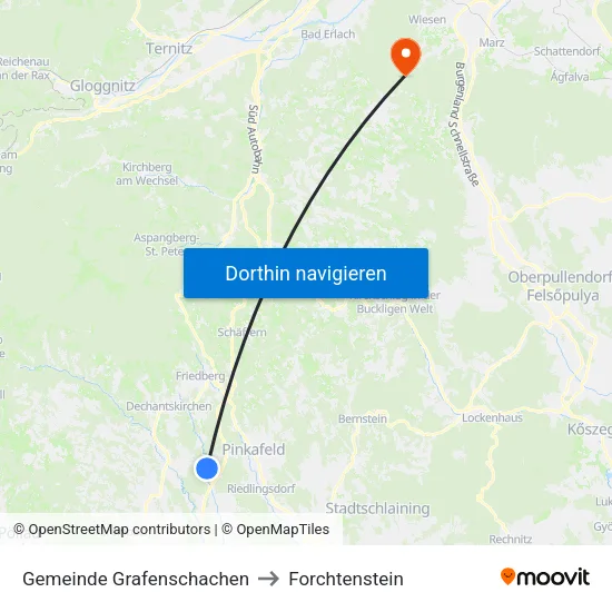 Gemeinde Grafenschachen to Forchtenstein map