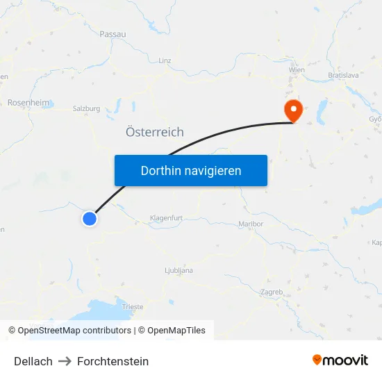 Dellach to Forchtenstein map