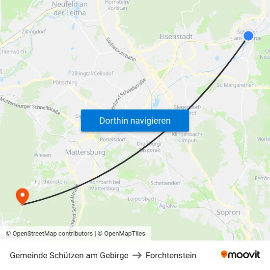 Gemeinde Schützen am Gebirge to Forchtenstein map