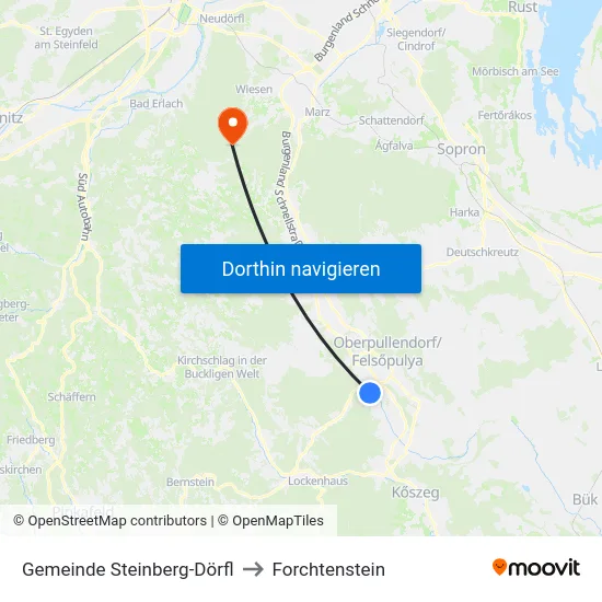 Gemeinde Steinberg-Dörfl to Forchtenstein map