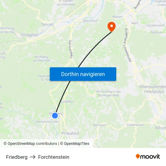 Friedberg to Forchtenstein map