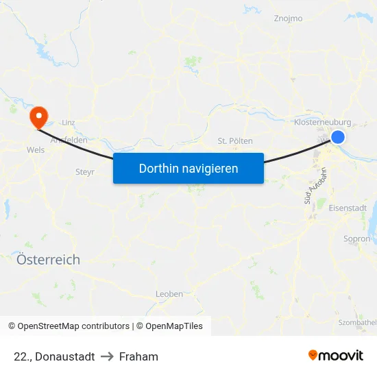 22., Donaustadt to Fraham map