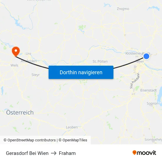 Gerasdorf Bei Wien to Fraham map