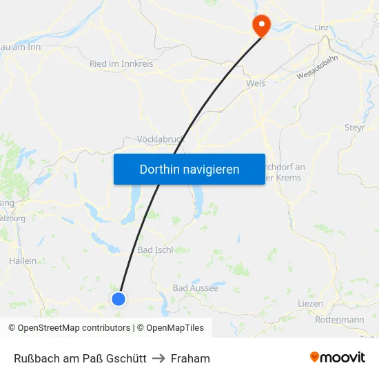 Rußbach am Paß Gschütt to Fraham map