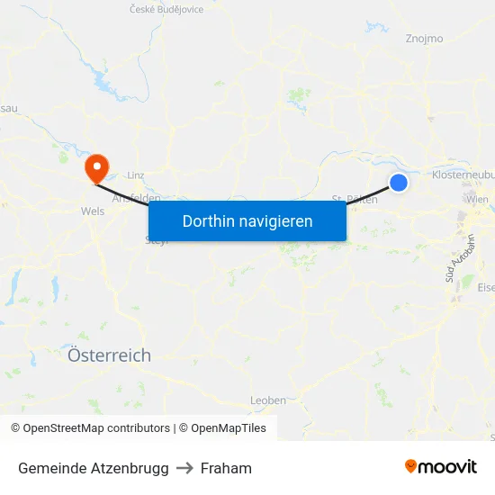 Gemeinde Atzenbrugg to Fraham map