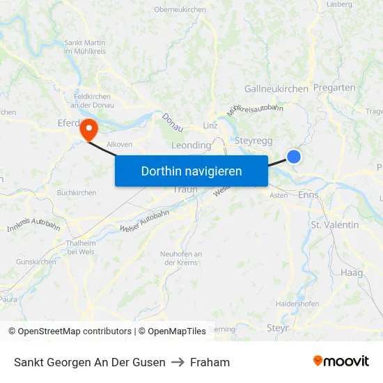Sankt Georgen An Der Gusen to Fraham map