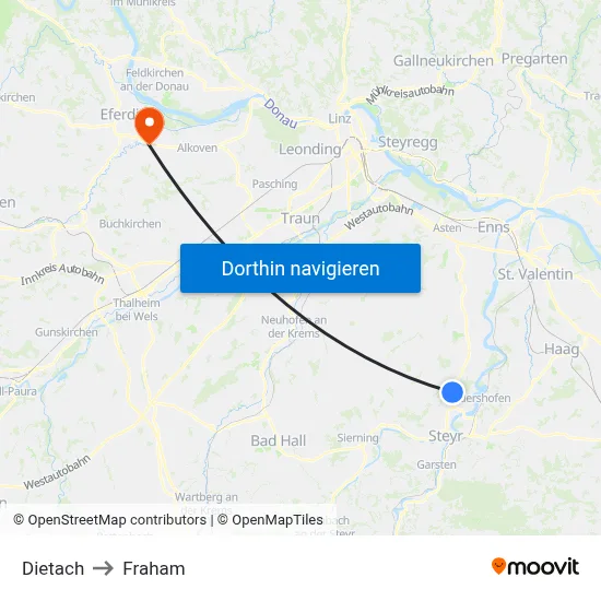 Dietach to Fraham map
