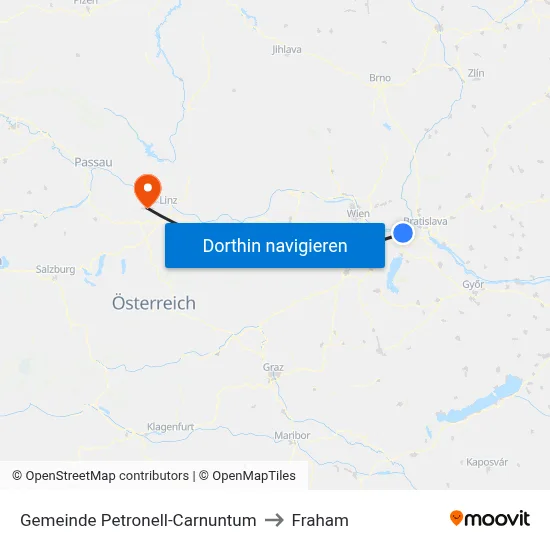 Gemeinde Petronell-Carnuntum to Fraham map