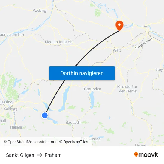 Sankt Gilgen to Fraham map