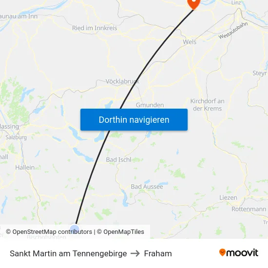 Sankt Martin am Tennengebirge to Fraham map