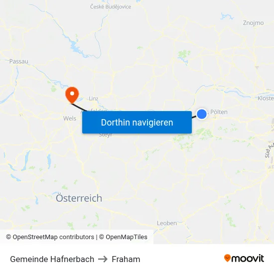 Gemeinde Hafnerbach to Fraham map