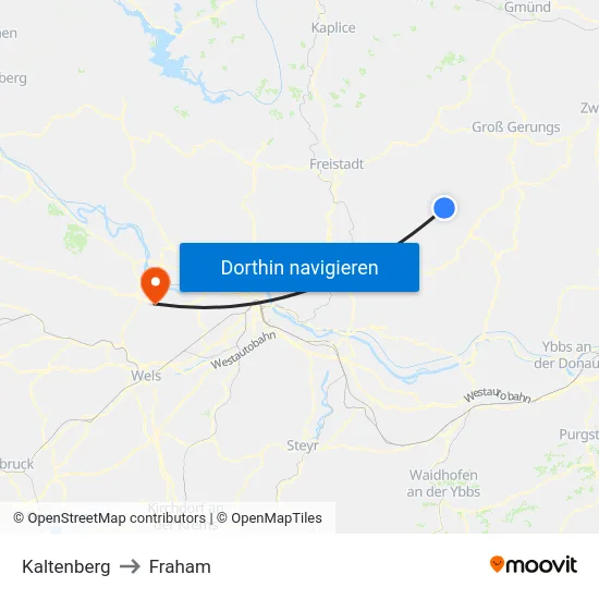 Kaltenberg to Fraham map