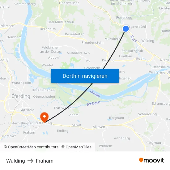 Walding to Fraham map