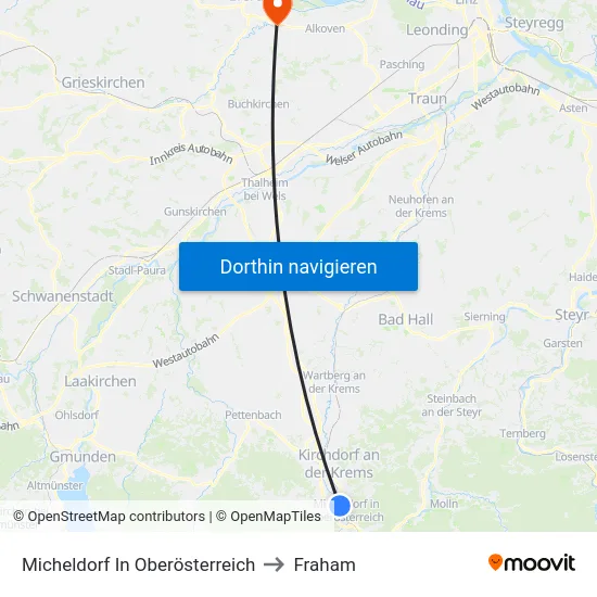 Micheldorf In Oberösterreich to Fraham map