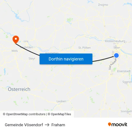 Gemeinde Vösendorf to Fraham map