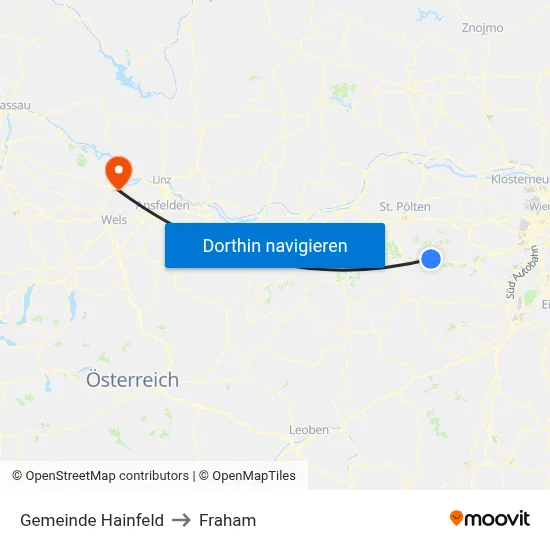 Gemeinde Hainfeld to Fraham map