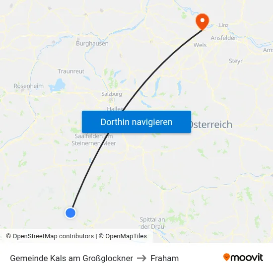 Gemeinde Kals am Großglockner to Fraham map