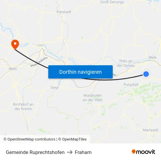 Gemeinde Ruprechtshofen to Fraham map