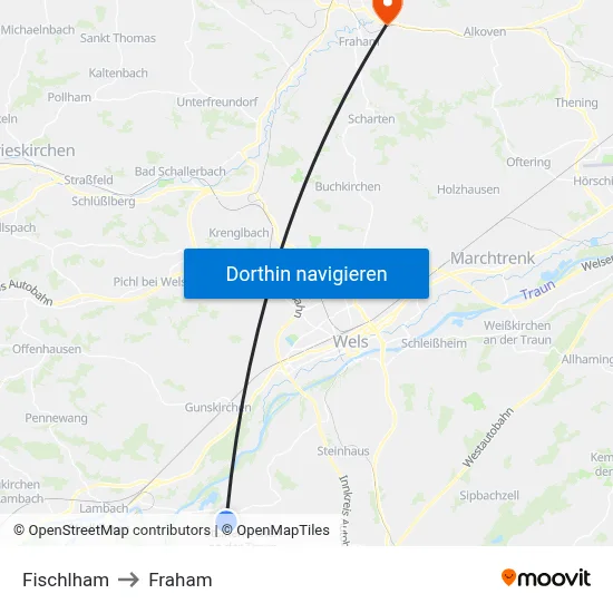 Fischlham to Fraham map