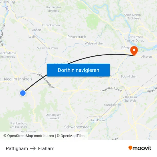 Pattigham to Fraham map