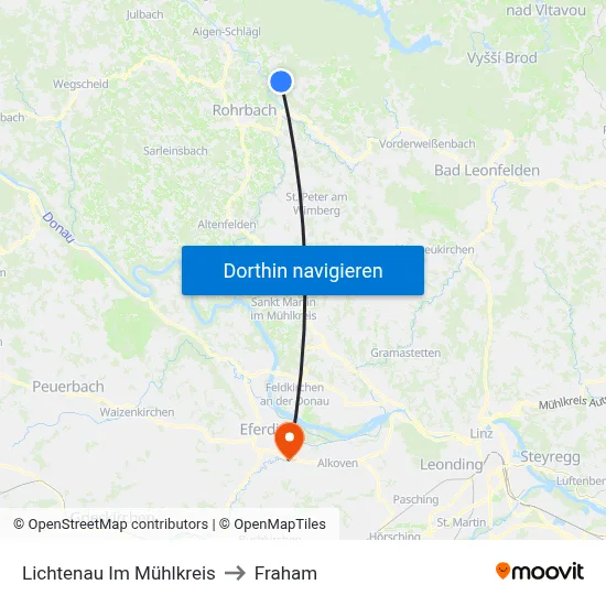 Lichtenau Im Mühlkreis to Fraham map
