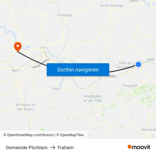 Gemeinde Pöchlarn to Fraham map