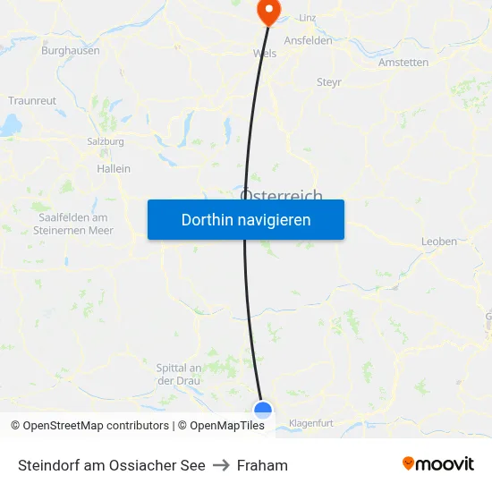 Steindorf am Ossiacher See to Fraham map