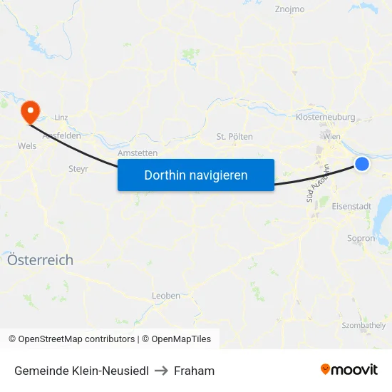 Gemeinde Klein-Neusiedl to Fraham map