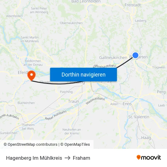 Hagenberg Im Mühlkreis to Fraham map