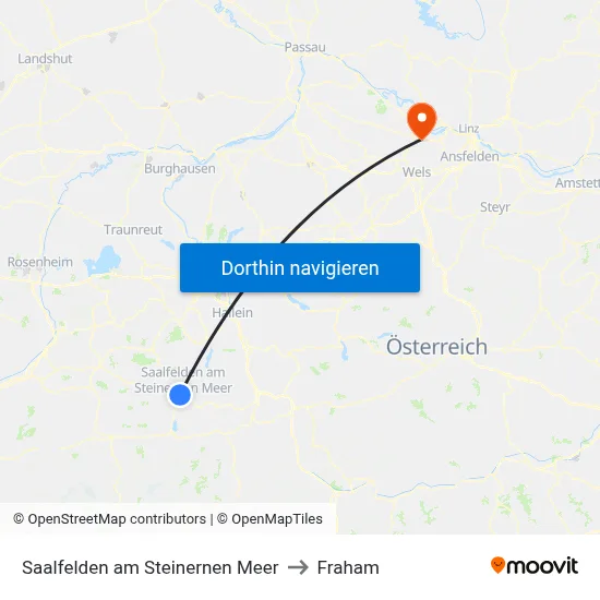 Saalfelden am Steinernen Meer to Fraham map