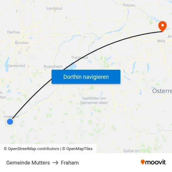Gemeinde Mutters to Fraham map