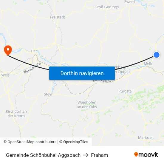 Gemeinde Schönbühel-Aggsbach to Fraham map