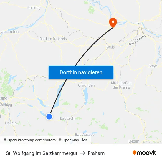 St. Wolfgang Im Salzkammergut to Fraham map