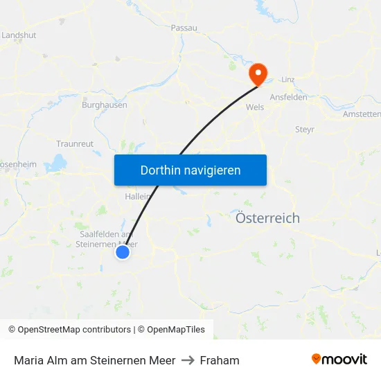 Maria Alm am Steinernen Meer to Fraham map