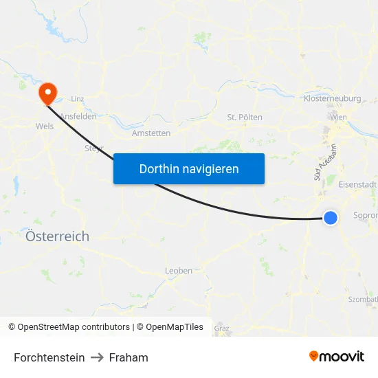 Forchtenstein to Fraham map