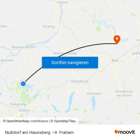 Nußdorf am Haunsberg to Fraham map