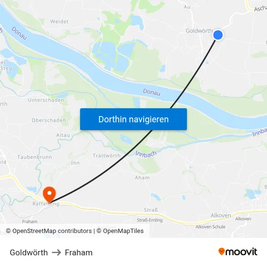 Goldwörth to Fraham map