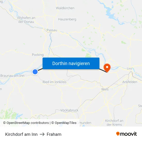 Kirchdorf am Inn to Fraham map
