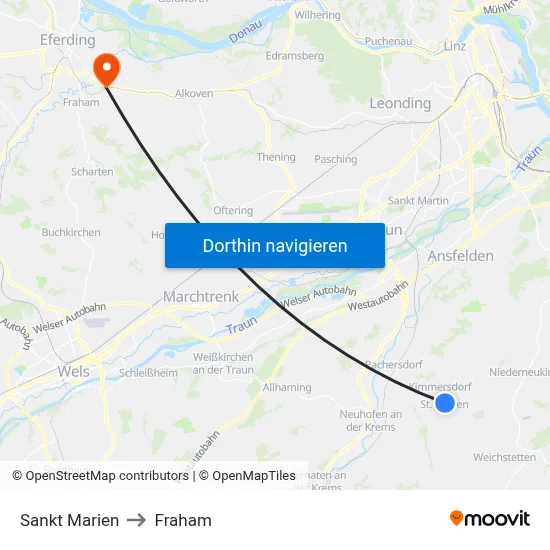 Sankt Marien to Fraham map