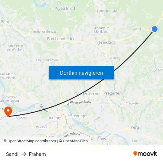 Sandl to Fraham map
