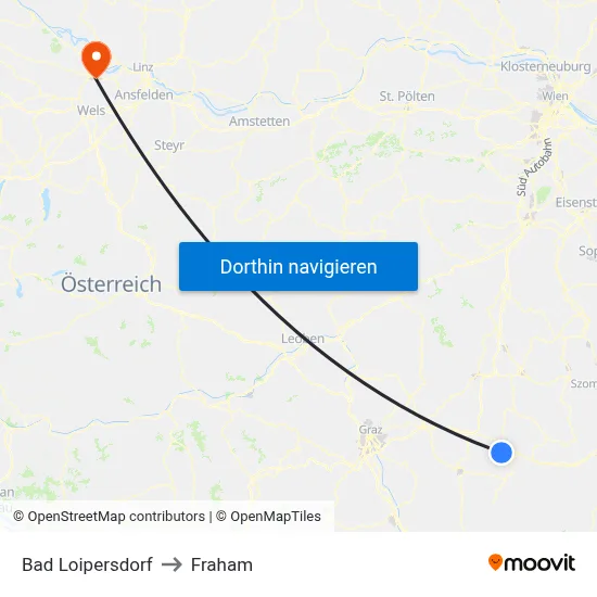 Bad Loipersdorf to Fraham map