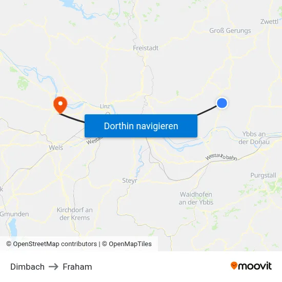 Dimbach to Fraham map