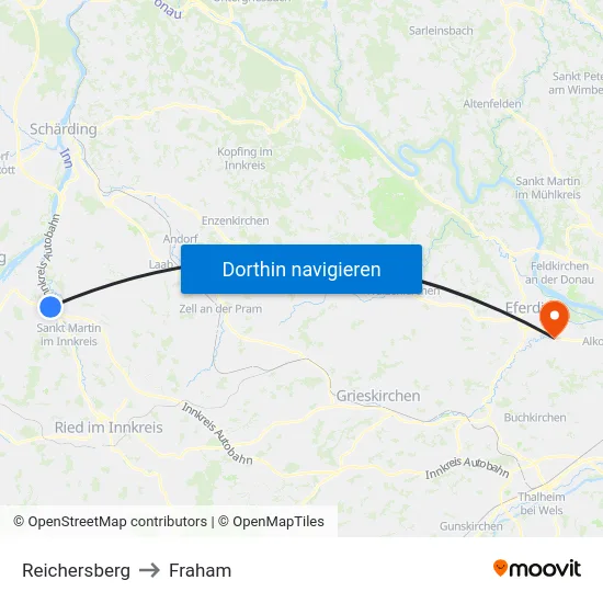 Reichersberg to Fraham map