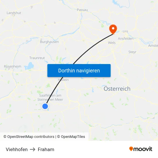 Viehhofen to Fraham map